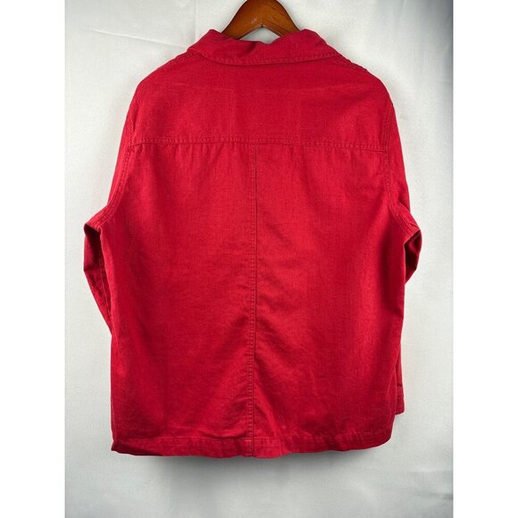 Additions By Chicos Womens Red Button-Front Long Sleeve Shirt Jacket Size 3 Line - Picture 5 of 5